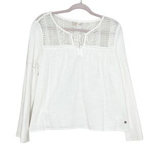Roxy Small Lace Tassel Long Sleeve Ivory Long Sleeve Top